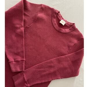 VTG 90s Wrights Raspberry Red Long Sleeve Thermal USA Size M